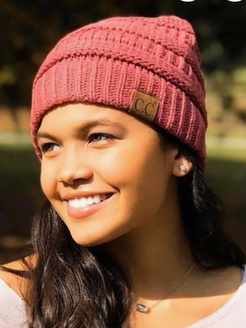 C.C Cable Knit Beanie - Coral Orange